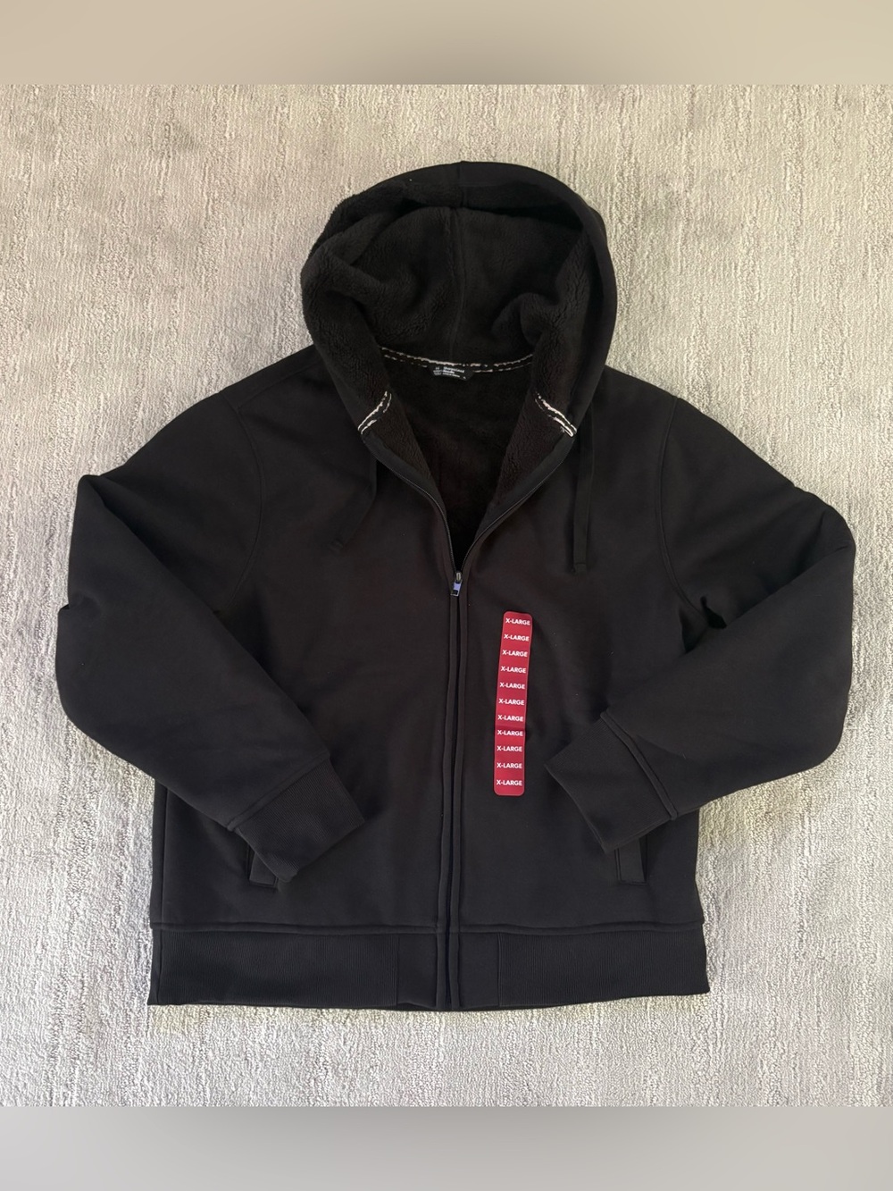 NWT Member’s Mark Men's Sherpa Lined Full Zip Hoodie Jacket XL Black #Gorpcore